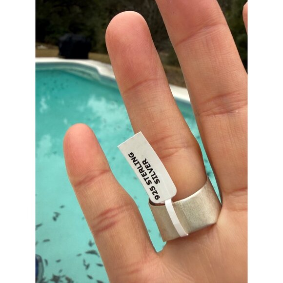 Artisan Sterling Silver Number 8 Turquoise Ring 10 Wide Cigar Band Southwest Nwt - Picture 3 of 9